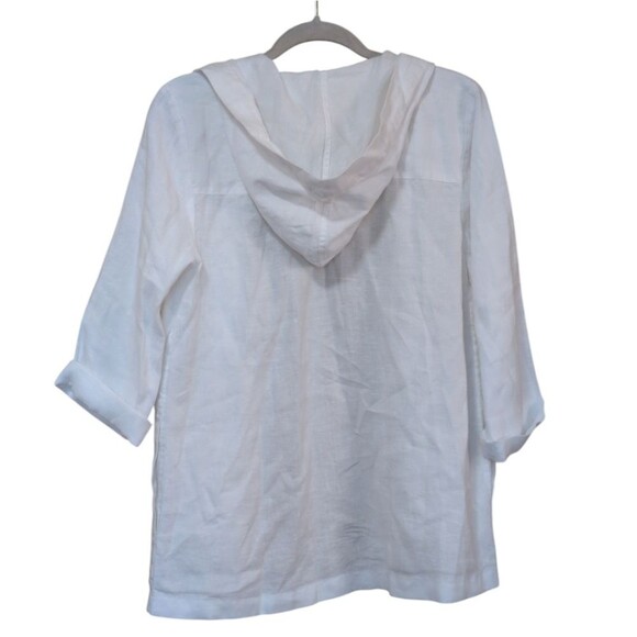 Pure Jill Tops - Pure Jill J. Jill White Linen Open Front Jacket size Small hood lagenlook beach
